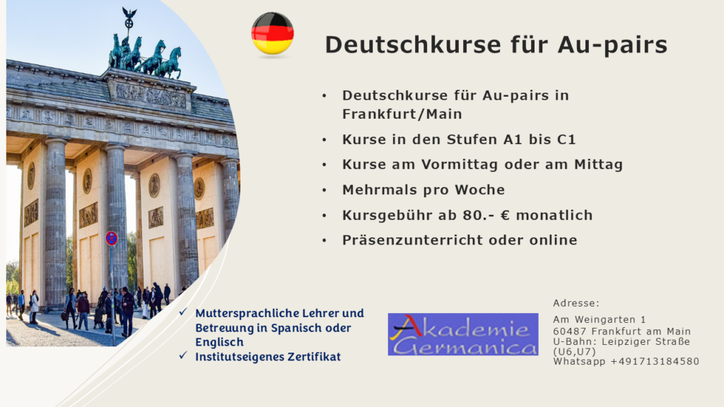 Deutschkurse für Au-pairs, cursos de aleman, au-pair, aupair en Frankfurt